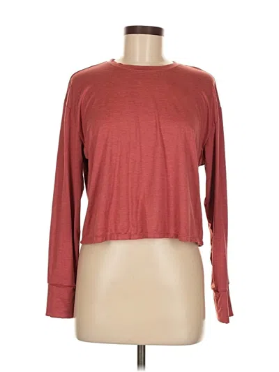 Pre-owned Xersion Long Sleeve Top Burgundy Crew Neck Tops