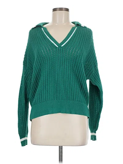 Pre-owned Xersion Long Sleeve Top Green V-neck Tops