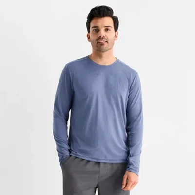 Xersion Mens Crew Neck Long Sleeve Quick Dry Active T-shirt In Blue