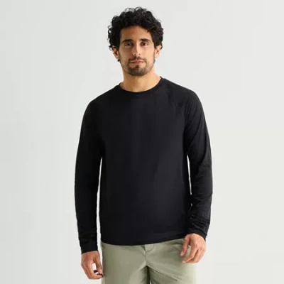 Xersion Mens Crew Neck Long Sleeve Quick Dry T-shirt In Black