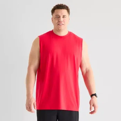 Xersion Mens Crew Neck Sleeveless Big Muscle T-shirt In Red