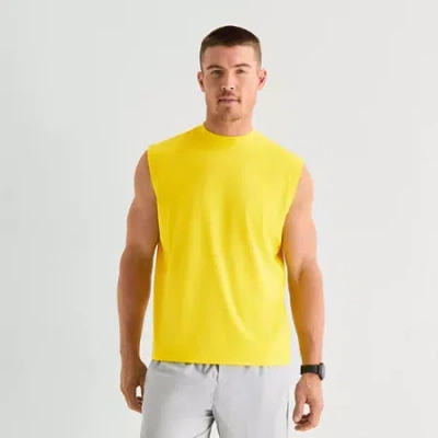 Xersion Mens Crew Neck Sleeveless Muscle T-shirt In Yellow