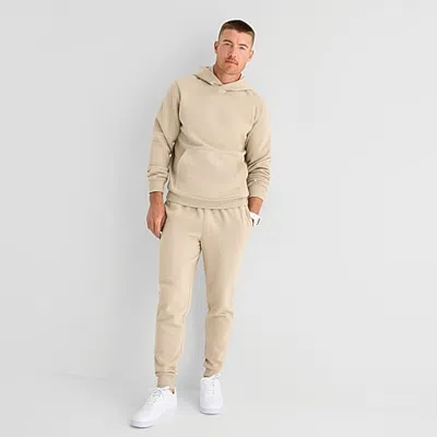 Xersion Mens Cuffed Mid Rise Mid Belly Regular Fit Fleece Active Jogger Pant In Beige