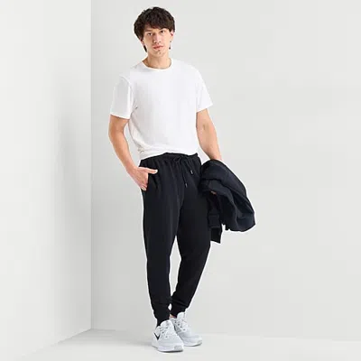 Xersion Mens Cuffed Mid Rise Mid Belly Regular Fit Fleece Active Jogger Pant In Black