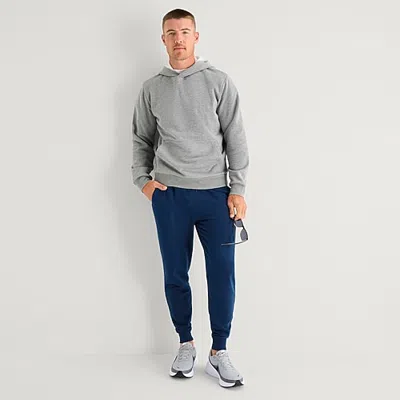Xersion Mens Cuffed Mid Rise Mid Belly Regular Fit Fleece Active Jogger Pant In Blue