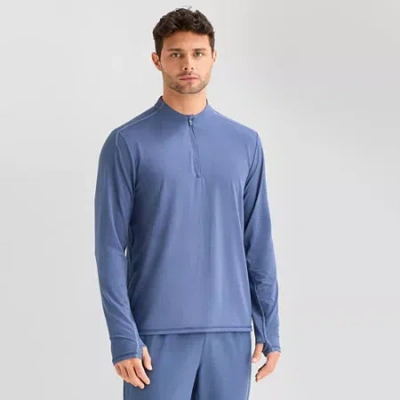 Xersion Mens Long Sleeve Active Quarter-zip Pullover In Blue