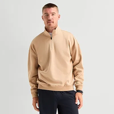 Xersion Mens Mock Neck Long Sleeve Active Quarter-zip Pullover In Beige