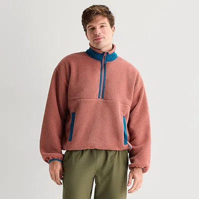 Xersion Mens Mock Neck Long Sleeve Active Quarter-zip Pullover In Pink