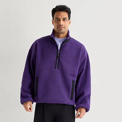 Xersion Mens Mock Neck Long Sleeve Active Quarter-zip Pullover In Purple