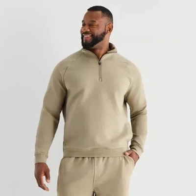 Xersion Mens Mock Neck Long Sleeve Big And Tall Quarter-zip Pullover In Brown