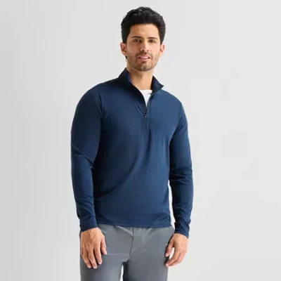 Xersion Mens Mock Neck Long Sleeve Quarter-zip Pullover In Blue