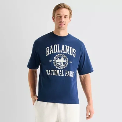 Xersion Mens Round Neck Short Sleeve Regular Fit Graphic T-shirt In Blue