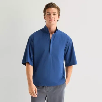 Xersion Mens Short Sleeve Quarter-zip Pullover In Blue