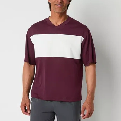 Xersion Mesh Mens V Neck Short Sleeve Quick Dry Active T-shirt In Red