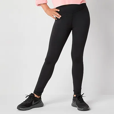 Xersion Must Have Little & Big Kid Girls Quick Dry High Rise Knit 24" Active Skinny Full Length Leggings In Black