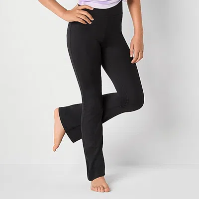 Xersion Must Have Little & Big Kid Girls Quick Dry High Rise Knit 26 1/2" Active Flare Full Length Leggings In Black
