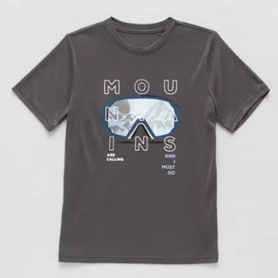 Xersion Performance Little & Big Kid Boys Crew Neck Short Sleeve Regular Fit Graphic T-shirt In Gray