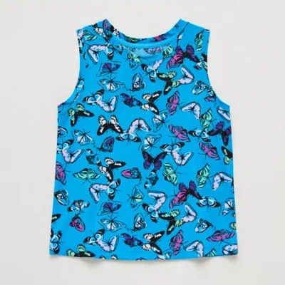 Xersion Performance Little & Big Kid Girls Crew Neck Sleeveless Active Tank Top In Blue