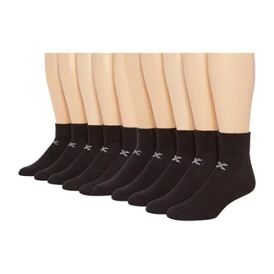 Xersion Quick-dri Mens 10 Pair Quarter Ankle Socks In Black