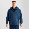 Xersion Quick Dry Cotton Blend Fleece Mens Long Sleeve Fleece Zipper Active Big And Tall Hoodie In Blue