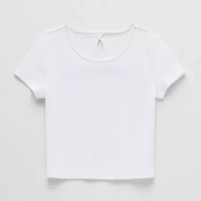 Xersion Rib Little & Big Kid Girls Scoop Neck Short Sleeve Active T-shirt In White