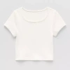 Xersion Ribbed Little & Big Kid Girls Scoop Neck Short Sleeve Active T-shirt In Sand