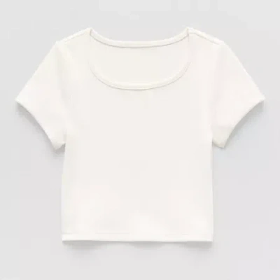 Xersion Ribbed Little & Big Kid Girls Scoop Neck Short Sleeve Active T-shirt In Sand