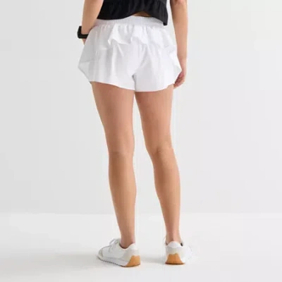 Xersion Ruffle Womens 3 1/2" Moisture Wicking Quick Dry Running Short In White