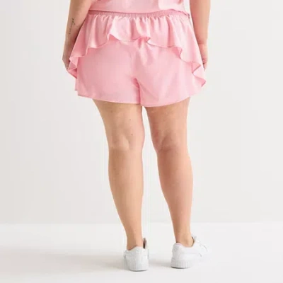 Xersion Ruffle Womens 3 1/4" Mid Rise Plus Running Short In Pink