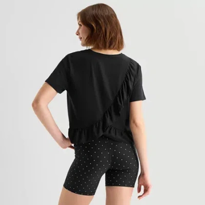 Xersion Ruffle Womens Short Sleeve Quick Dry Active T-shirt In Multi