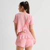 Xersion Ruffle Womens Short Sleeve Quick Dry Active T-shirt In Multi