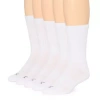 Xersion Running Mens 5 Pair Crew Socks In White