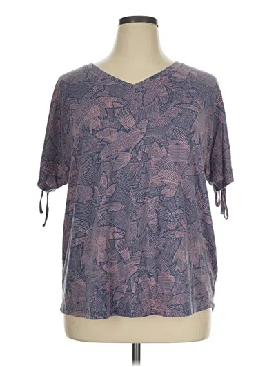 Pre-owned Xersion Short Sleeve Blouse In Purple