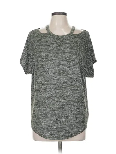 Pre-owned Xersion Short Sleeve Top Gray Cold Shoulder Neckline Tops
