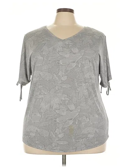 Pre-owned Xersion Short Sleeve Top Gray V-neck Tops