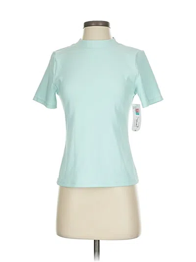 Xersion Short Sleeve Top Teal Mock Neckline Tops In Blue