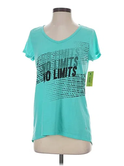 Pre-owned Xersion Short Sleeve Top Teal Scoop Neck Tops