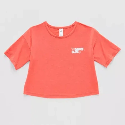 Xersion Soft Performance Waist Length Little & Big Kid Girls Crew Neck Short Sleeve Regular Fit Graphic T-sh In Pink