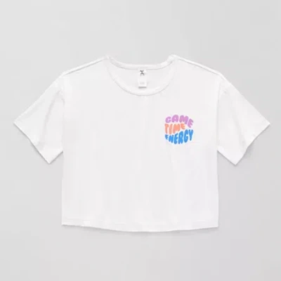 Xersion Soft Performance Waist Length Little & Big Kid Girls Crew Neck Short Sleeve Regular Fit Graphic T-sh In White
