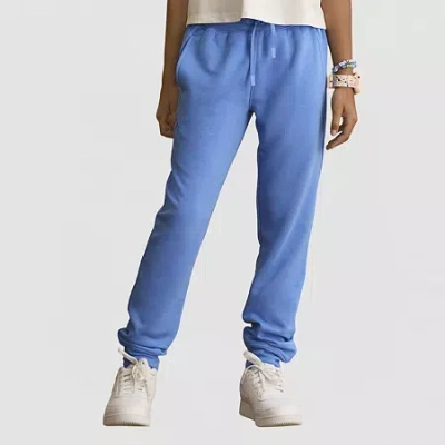 Xersion Super Soft Little & Big Kid Girls Cuffed Mid Rise Regular Fit Fleece Jogger Pant In Blue