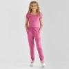 Xersion Super Soft Little & Big Kid Girls Cuffed Mid Rise Regular Fit Fleece Jogger Pant In Pink