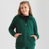 Xersion Super Soft Little & Big Kid Girls Long Sleeve Fleece Zipper Active Hoodie In Green