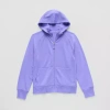 Xersion Super Soft Little & Big Kid Girls Long Sleeve Fleece Zipper Active Hoodie In Purple