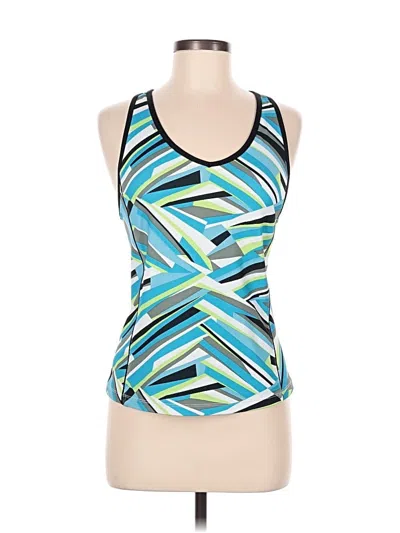 Pre-owned Xersion Tank Top Teal Halter Neckline Tops
