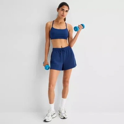 Xersion Womens 4" Stretch Fabric Workout Shorts In Blue