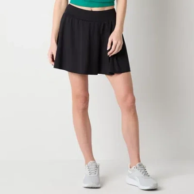 Xersion Womens Assymetrical Pleated Quick Dry Knit Skort In Black