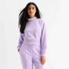 Xersion Womens Classic French Terry Long Sleeve Mock Neck Top In Purple