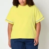 Xersion Womens Cotton Crew Neck Short Sleeve Plus T-shirt In Yellow