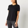 Xersion Womens Cotton Crew Neck Short Sleeve T-shirt In Black