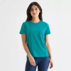 Xersion Womens Cotton Crew Neck Short Sleeve T-shirt In Blue